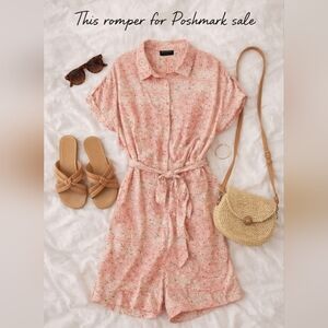 Pink Belted Safari Romper by Lane Bryant size 22